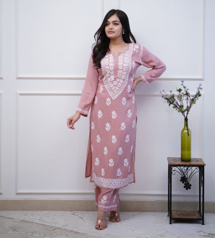 Mehar Elegant Chikankari rayon Kurta Set for Women – Traditional Ethnic Wear