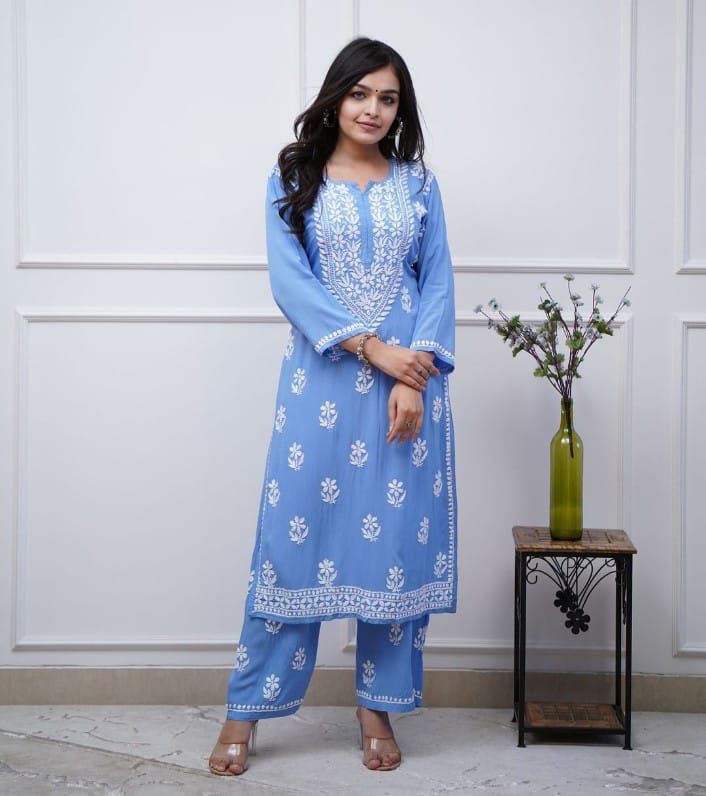 Mehar Elegant Chikankari rayon Kurta Set for Women – Traditional Ethnic Wear