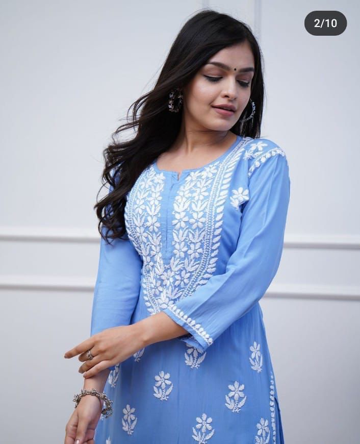 Mehar Elegant Chikankari rayon Kurta Set for Women – Traditional Ethnic Wear